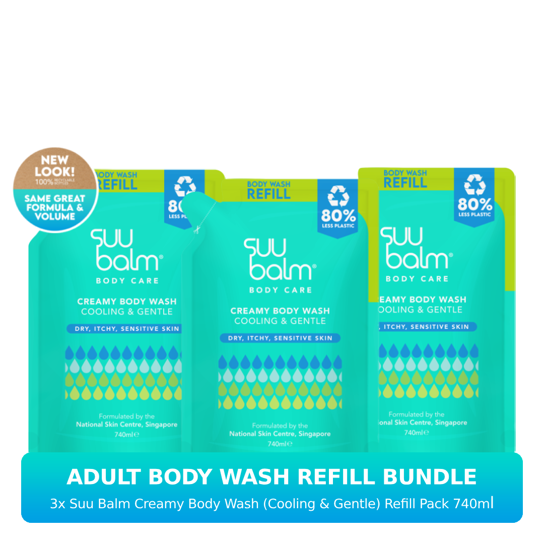 Suu Balm Creamy Body Wash (Cooling & Gentle) Refill Pack Bundle 3 x 740ml
