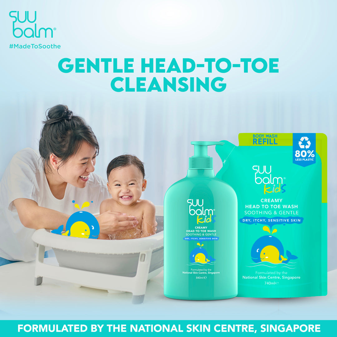 Suu Balm Kids Creamy Head To Toe Wash (Soothing & Gentle) Bundle 3 x 840ml