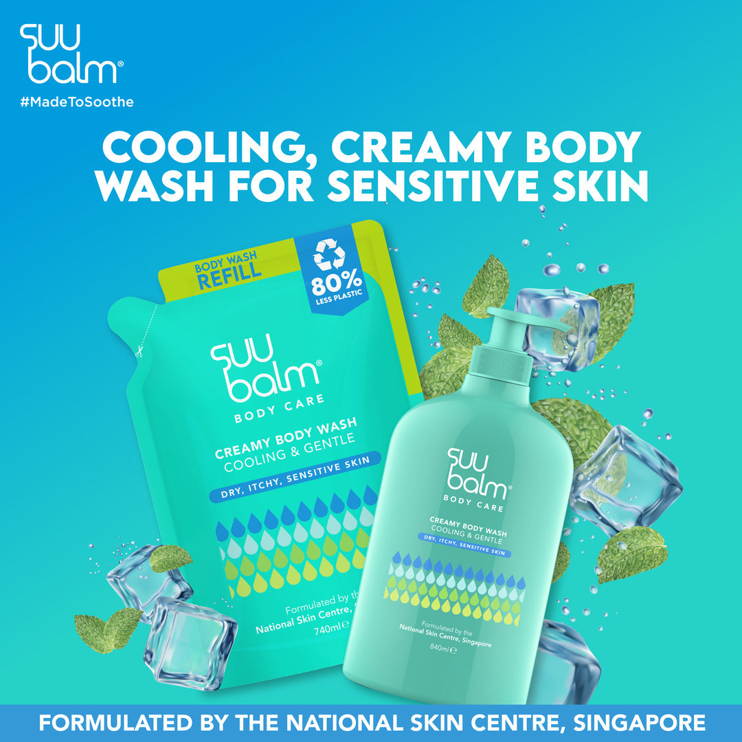 Suu Balm Creamy Body Wash (Cooling & Gentle) Refill Pack Bundle 3 x 740ml