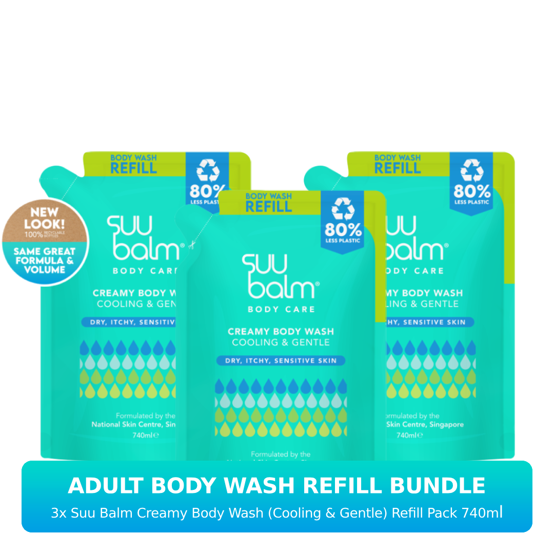Suu Balm Creamy Body Wash (Cooling & Gentle) Refill Pack Bundle 3 x 740ml