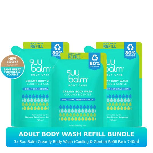 Suu Balm Creamy Body Wash (Cooling & Gentle) Refill Pack Bundle 3 x 740ml