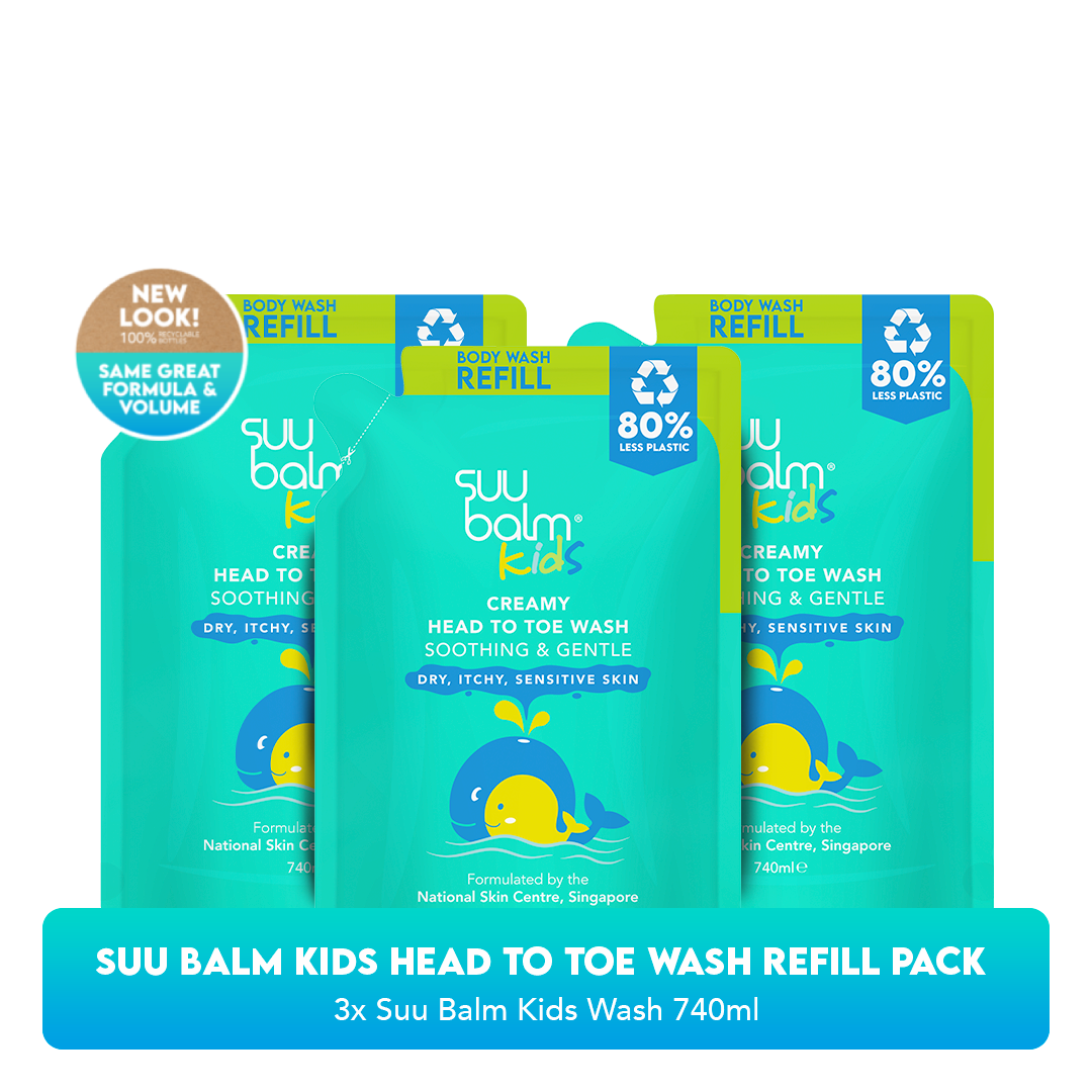 Suu Balm Kids Head-to-Toe Wash (Soothing & Gentle) Refill Bundle 3 x 740ml