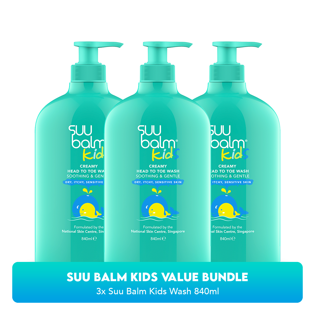 Suu Balm Kids Creamy Head To Toe Wash (Soothing & Gentle) Bundle 3 x 840ml