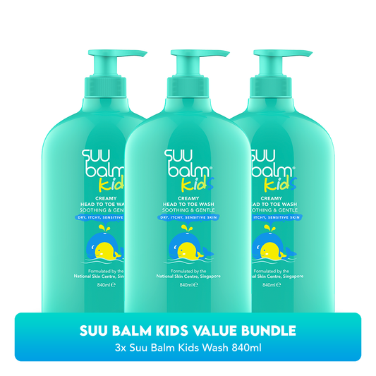 Suu Balm Kids Creamy Head To Toe Wash (Soothing & Gentle) Bundle 3 x 840ml