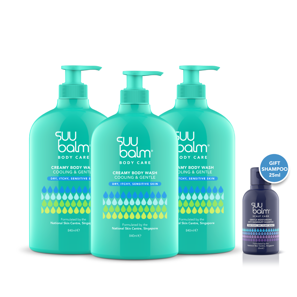 Suu Balm Creamy Body Wash (Cooling & Gentle) Value Bundle 3 x 840ml