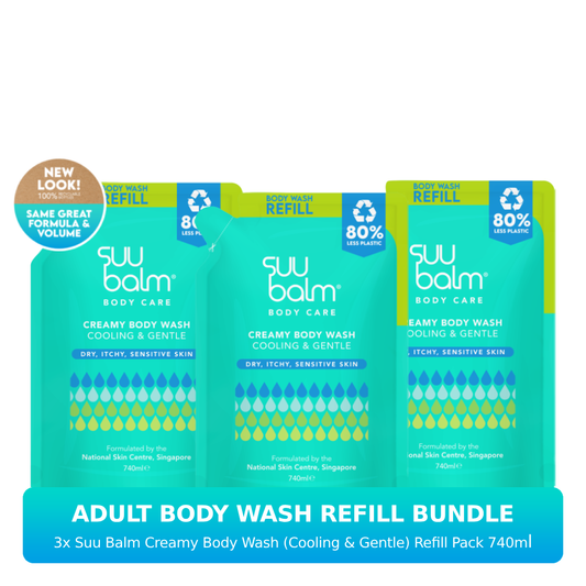 Suu Balm Creamy Body Wash (Cooling & Gentle) Refill Pack Bundle 3 x 740ml