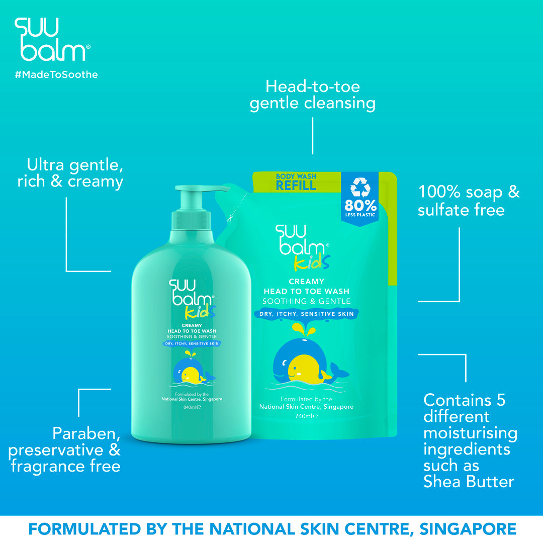 Suu Balm 儿童从头到脚洗发露（舒缓温和型）补充装（3 x 740 毫升）
