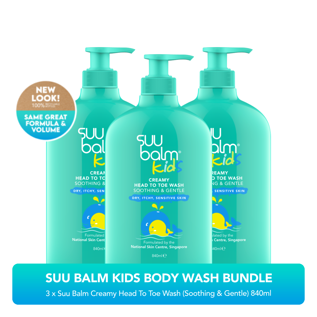 Suu Balm Kids Creamy Head To Toe Wash (Soothing & Gentle) Bundle 3 x 840ml