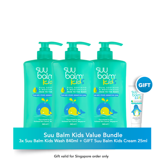 Suu Balm® Kids Dual Soothing and Moisturising Head-to-Toe Wash Value Bundle (3 x 840ml)
