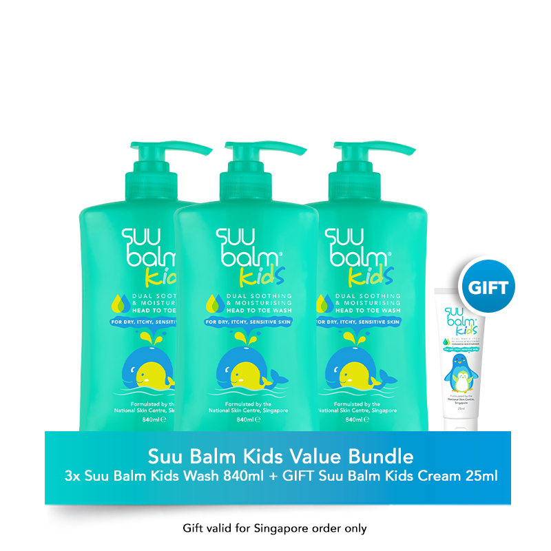 Suu Balm® Kids Dual Soothing and Moisturising Head-to-Toe Wash Value Bundle (3 x 840ml)