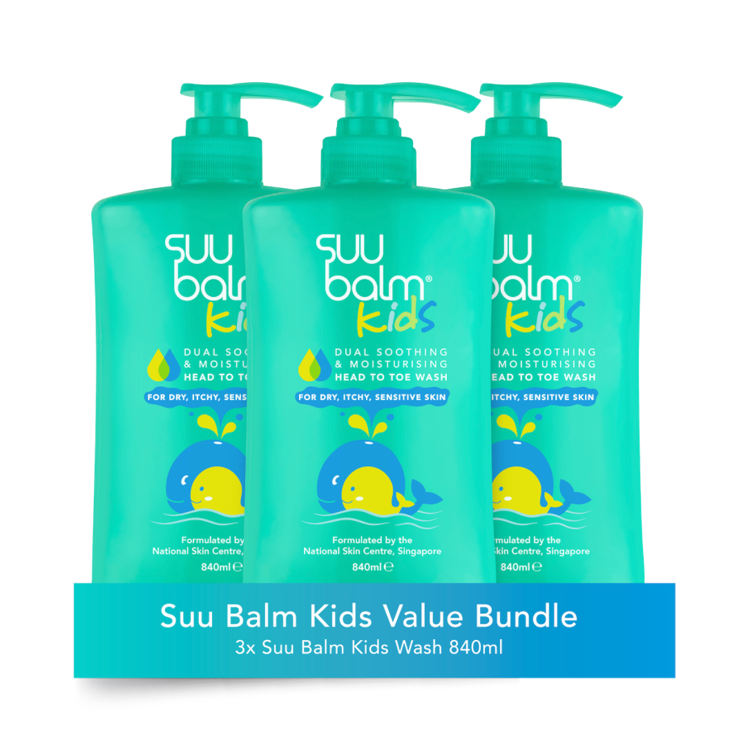 Suu Balm® Kids Dual Soothing and Moisturising Head-to-Toe Wash Value Bundle (3 x 840ml)