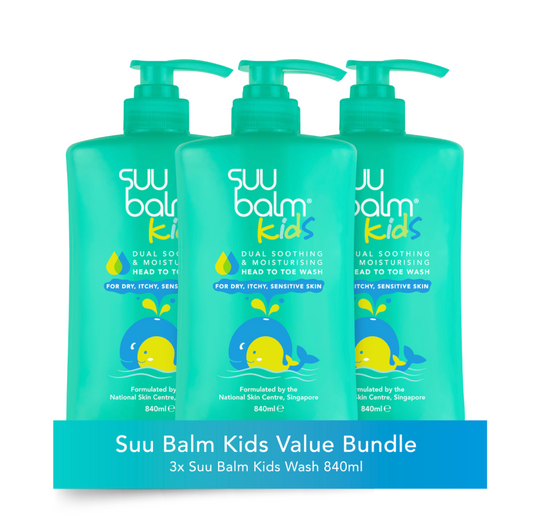Suu Balm® Kids Dual Soothing and Moisturising Head-to-Toe Wash Value Bundle (3 x 840ml)