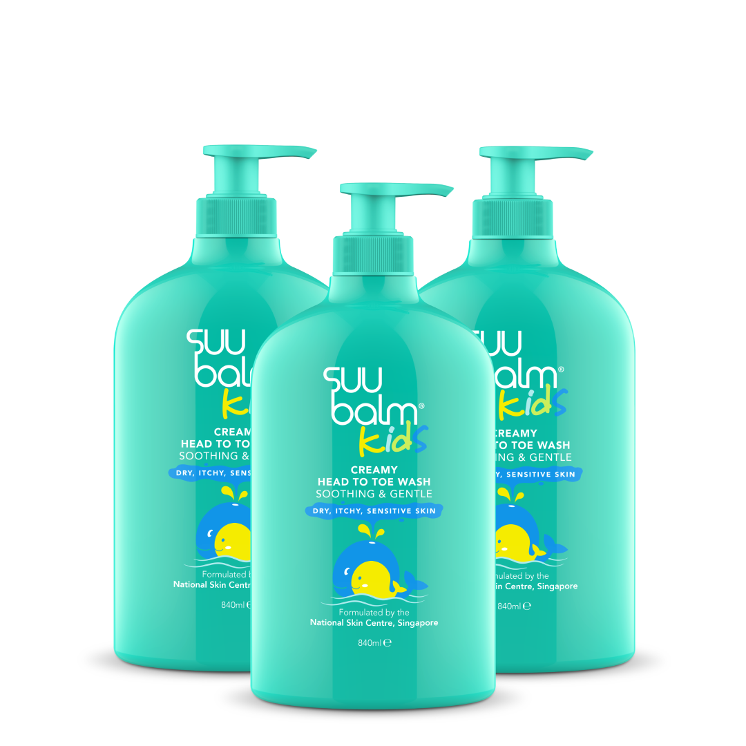 Suu Balm Kids Creamy Head To Toe Wash (Soothing & Gentle) Bundle 840ml x 3