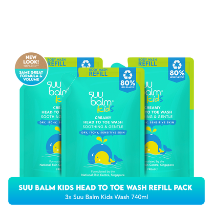 Suu Balm Kids Head-to-Toe Wash (Soothing & Gentle) Refill Bundle