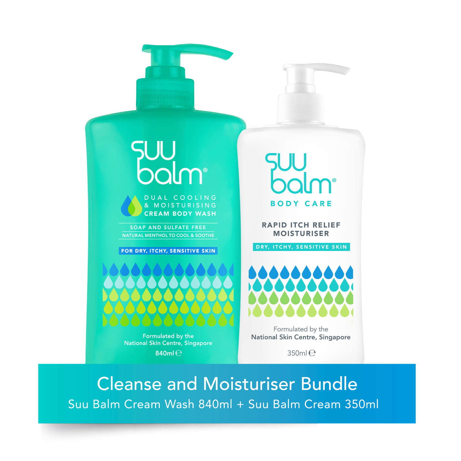 Suu Balm® Cleanse and Moisturiser Bundle - Cream Wash 840ml + Cream 350ml