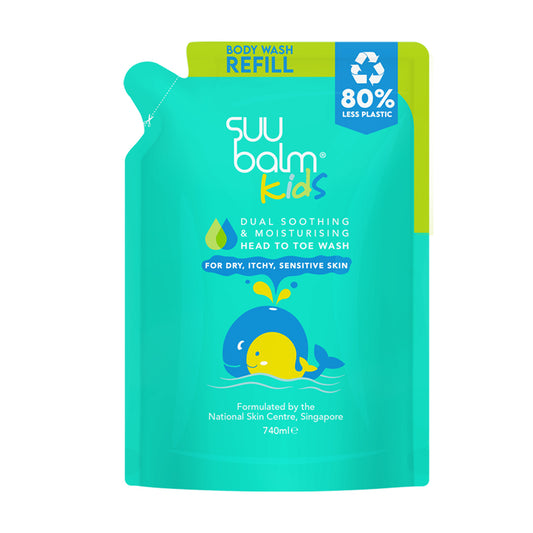 Suu Balm Kids Dual Soothing and Moisturising Head-to-Toe Wash Refill Pack (740ml)